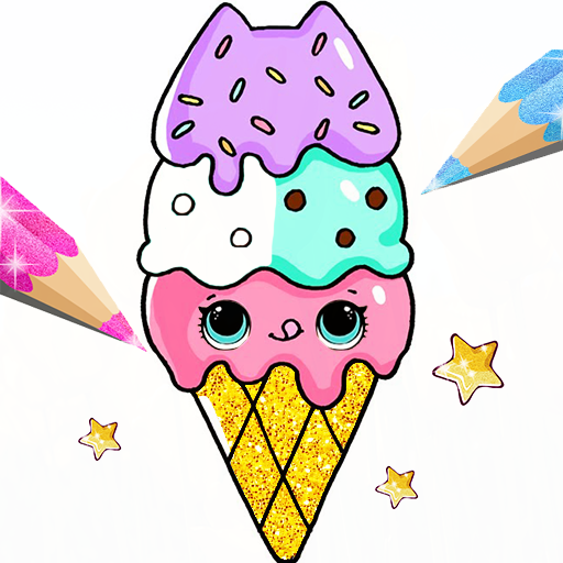 Surprise Kawaii Ice Cream Coloring Pages Glitter icon