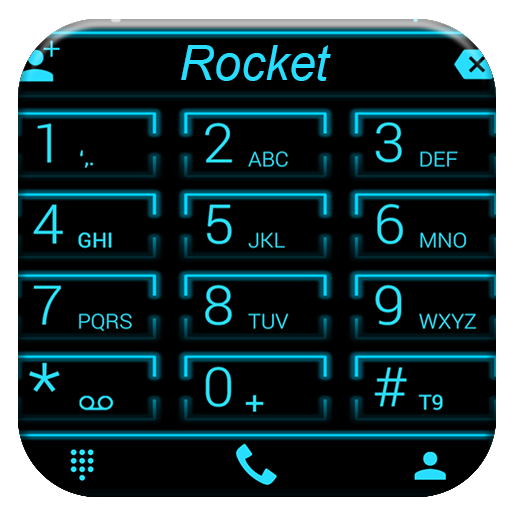 Theme x Drupe and RocketDial Neon Blue icon