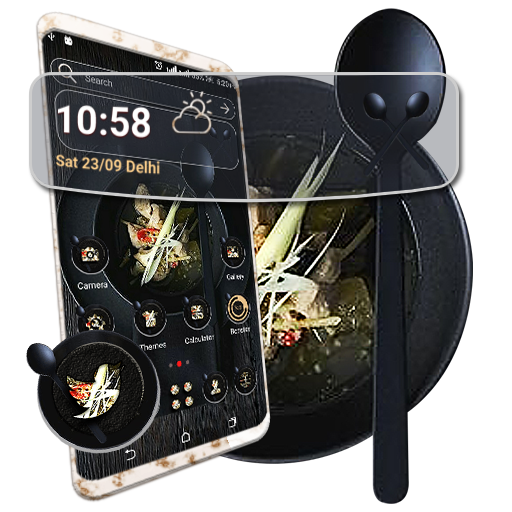 Salad Dish Black Theme أيقونة