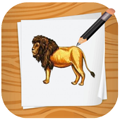 Lions drawing step by step icon