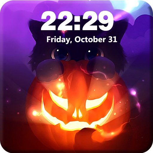 Halloween Cat Cute Black Pumpkin Night Wallpapers icon