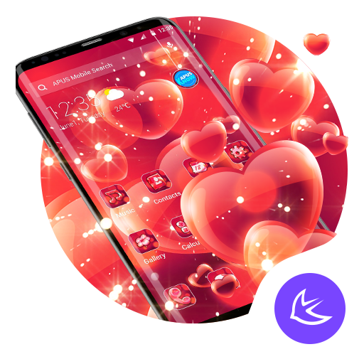 Red Love Heart APUS Launcher theme icon