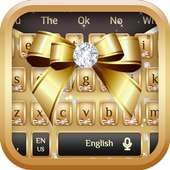 Silver Diamond Gold Ribbon Keyboard Theme on 9Apps