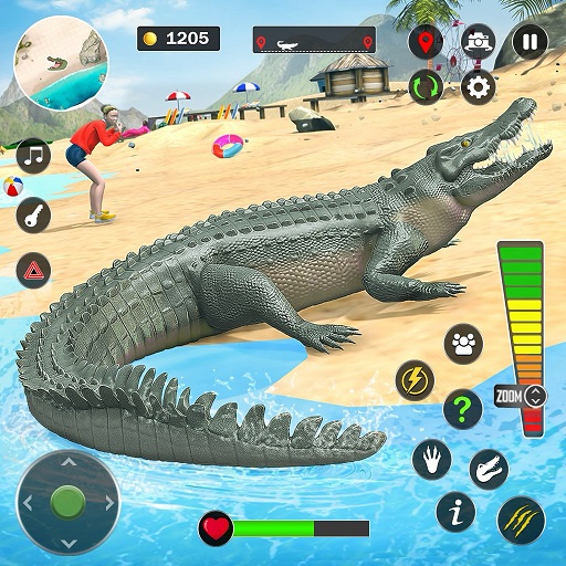 Angry crocodile beach attack icon