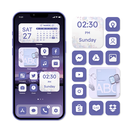 Wow Very Peri Theme, Icon Pack icon