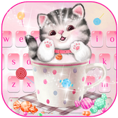 Lindo copa gatito teclado tema Cute Cup Kitty icon