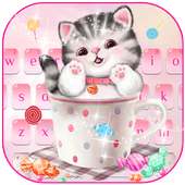 Schattig kop pot toetsenbord thema Cute Cup Kitty