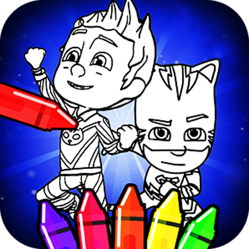 P j super heroes coloring mask icon
