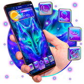 3D  Blue Fire Wolf Theme icon