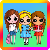 how to draw school girls icon