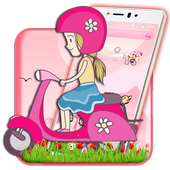 Salmon Pink Scooter Girl Theme icon