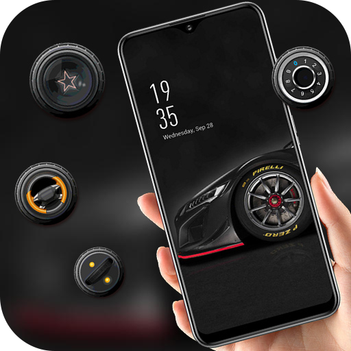 Black cool car wheel theme icon