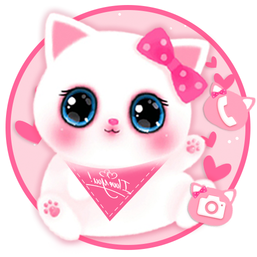 Adorable Pink Cat Themes HD Wallpapers 3D icons icon