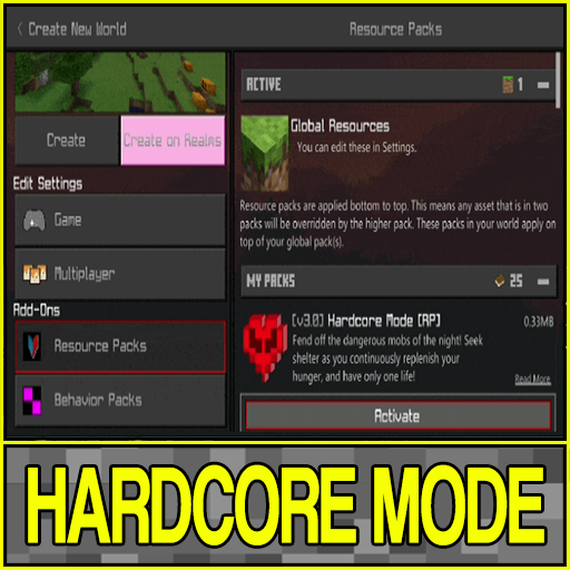 Hardcore Mode Craft Mod for MCPE icon