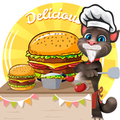 Talking Cat Chef Tom Cooking : Top burger icon