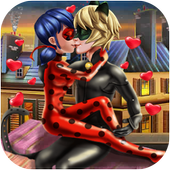 Ladybug kissing Cat Noir icon