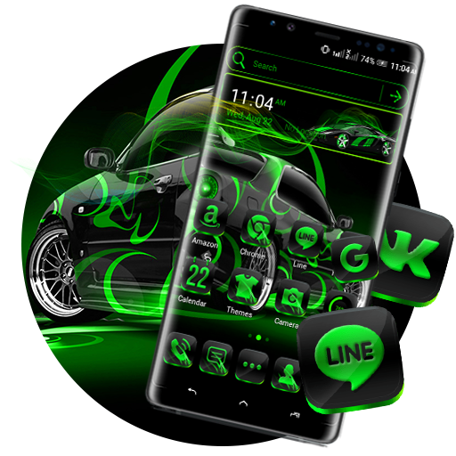 Neon Green Car Launcher Theme أيقونة