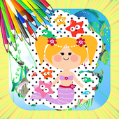 mermaids spa coloring book icon