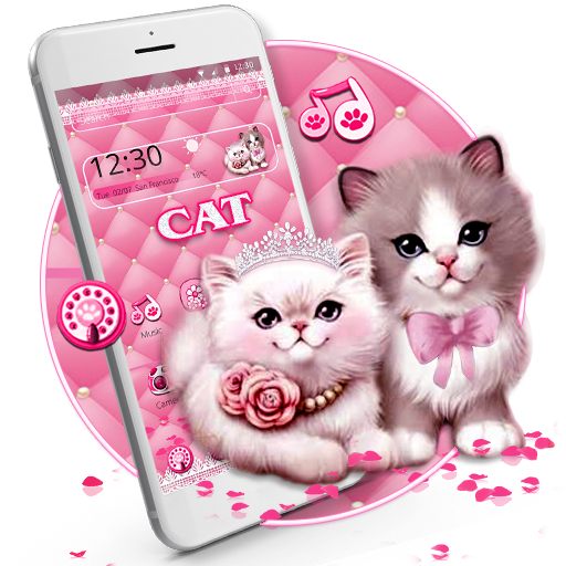 Cute Pink Cat Couple Theme icon