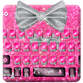 Pink Silver Bow Keyboard أيقونة
