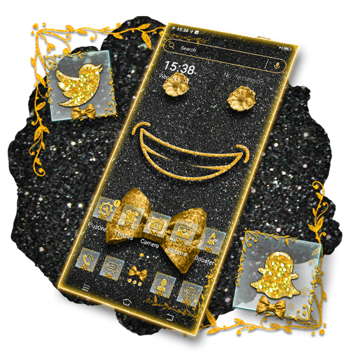 Golden Black Glitter Theme Launcher icon