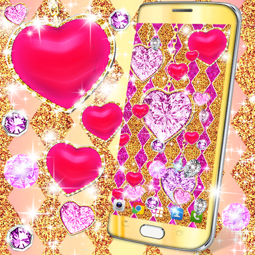 Golden diamond heart wallpaper icon