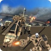 Futuristic Helicopter Real Robot Transformation 3D icon