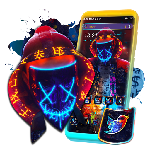 Neon Mask Man Launcher Theme icon