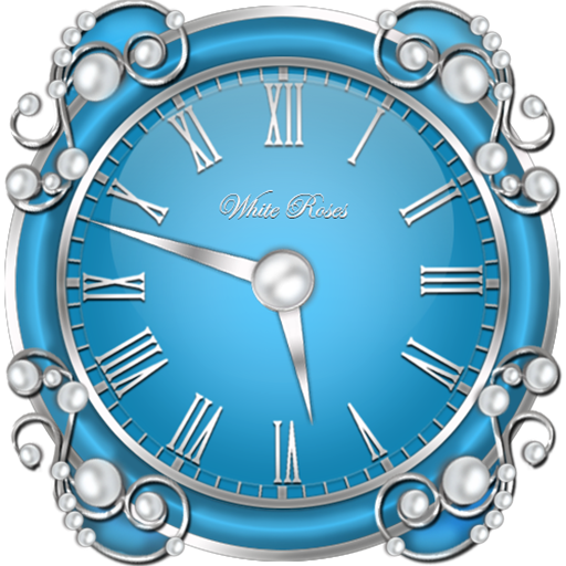 White Roses Clock Widget icon