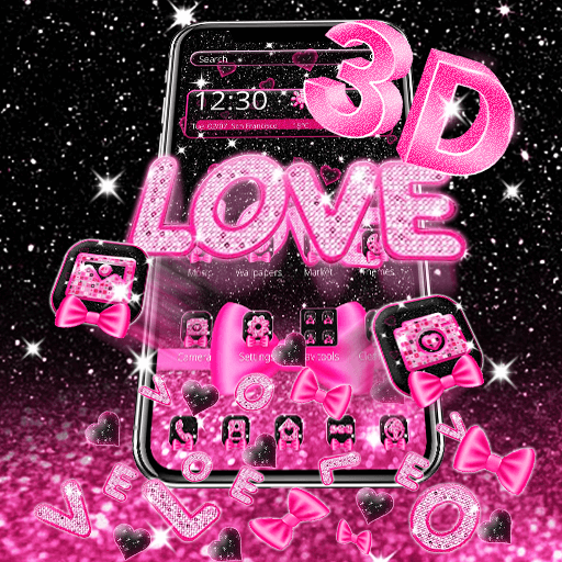 3D Pink Love Glitter Gravity Theme icon