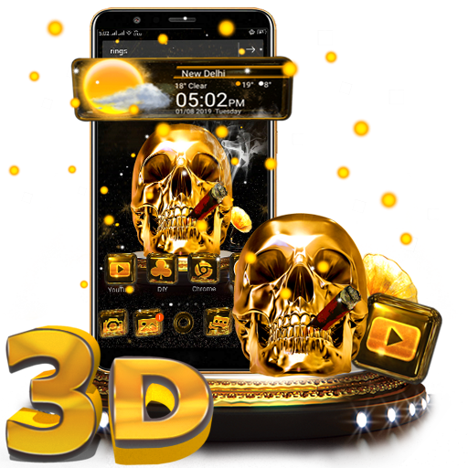 3D Skull Glass Tech Launcher Theme💀 icon