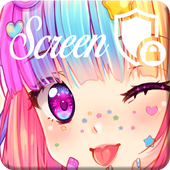 Cute Little Girl Kawaii Rainbow Screen Lock icon