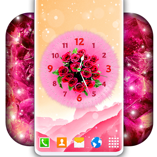 Analog Clock Themes 🌺 Girly 4K Live Wallpaper أيقونة