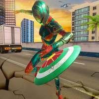 Flying Superhero Robot Captain Girl:US Lady Fight