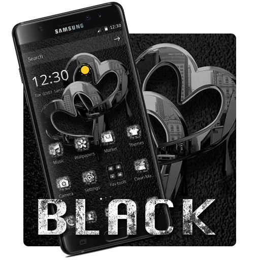 Reflective Black Heart Theme Diamond icon Pack icon