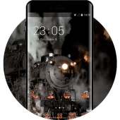 Steam punk theme smoke road train wallpaper