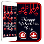 عيد الحب يوم أحمر وأسود موضوع القلب أيقونة