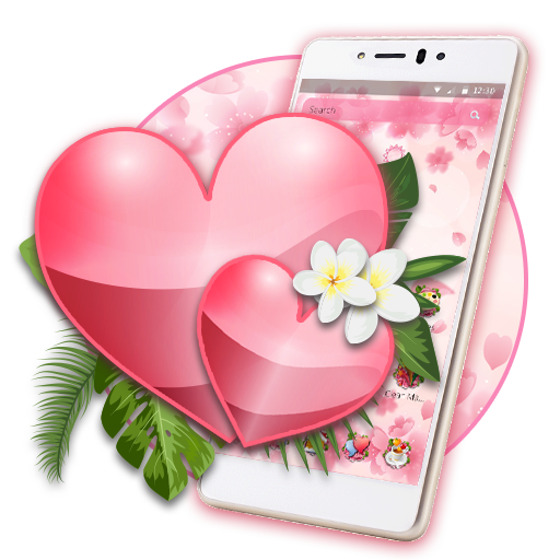 Pink Flower Love Heart Theme icon