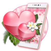 Pink Flower Love Heart Theme on 9Apps