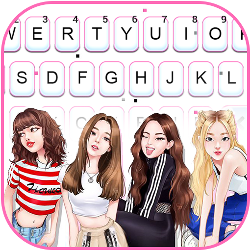 Cute Pink Girls Toetsenbord Achtergrond icon