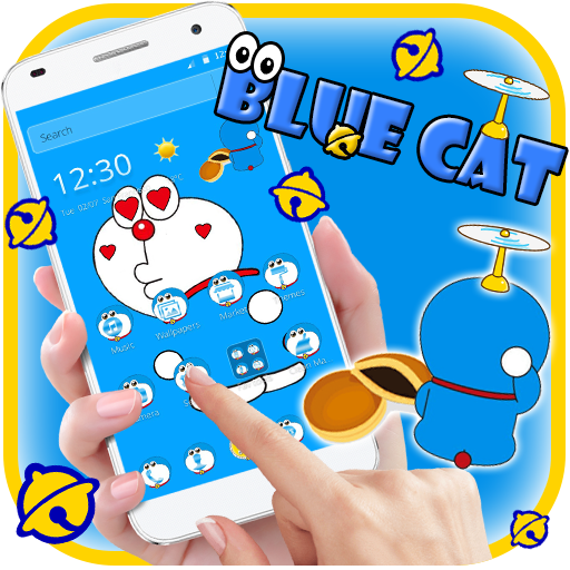 Kawaii Blue Cute Cat Cartoon Wallpaper Theme icon