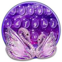 Purple Glittering Swan Keyboard on 9Apps