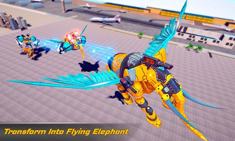 Flying Elephant Robot Car Game - Car Robot War screenshot 3