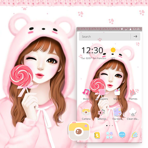 Pink Lovely Girl Sweet Bear Theme icon