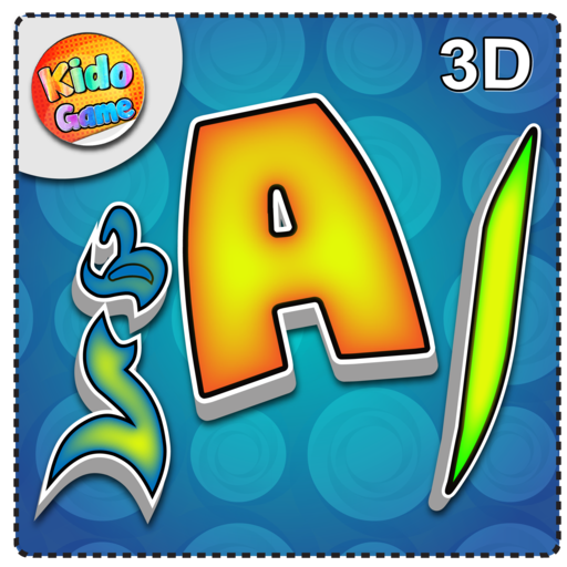 Match the letters 3D - English, Urdu and Arabic icon