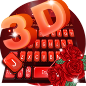 Красная роза 3D-клавиатура иконка