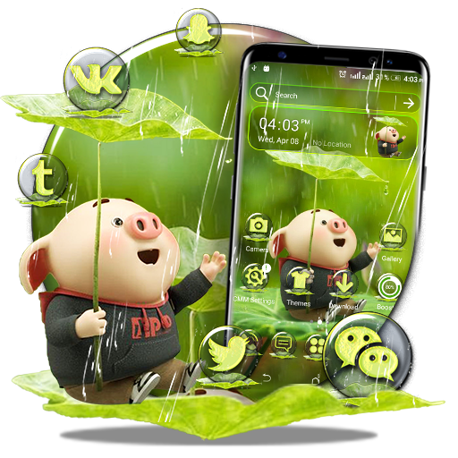 Cute Pig Rainy Launcher Theme أيقونة
