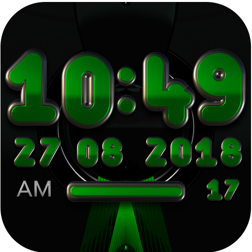 PYTHON Digital Clock Widget  black green icon