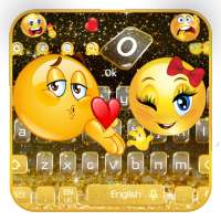 Black Glitter Emoji Keyboard Theme