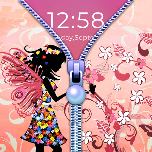 Girly Zipper Lock Screen 🌸 icon